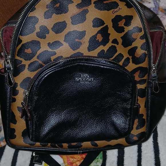 Coach Leopard Print and Black Women\'s Backpack